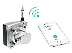 Photo Of Linarix Linear Position Sensor With Cell Phone On White Background