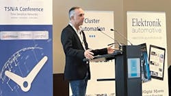 Dave Cavalcanti, Wireless TSN Working Group Chair, Avnu Alliance, speaks at the TSN/A Conference. Dave Cavalcanti, Wireless TSN Working Group Chair, Avnu Alliance, speaks at the TSN/A Conference.