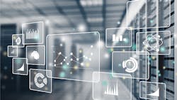 computer generated illustration of data analytics icons in factory computer generated illustration of data analytics icons in factory