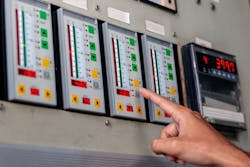 Finger pressing button Variable speed drive conrtoller used in factories Finger pressing button Variable speed drive conrtoller used in factories