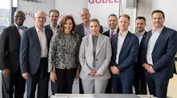 Michigan Governor Gretchen Whitmer recently visited the headquarters of Güdel Group in Langenthal, Switzerland. Pictured here (left to right): Quentin Messer, CEcD of the Michigan Economic Development Corporation (MEDC); Hans Gut, former CEO, Güdel Group AG; Armin Haller, CEO, Güdel Group AG; Governor Gretchen Whitmer; Ron Slone, Managing Director, Güdel Americas; Gwendolin Güdel, Chairwoman; Zack Pohl, Deputy Chief of Staff to Governor Whitmer; Adrian Jäggi, CFO, Güdel Group AG; Vlatko Tomic-Bobas, Director, Europe, MEDC; and Urs Fischer, COO, Güdel Group AG.