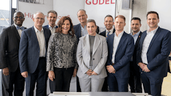 Michigan Governor Gretchen Whitmer recently visited the headquarters of Güdel Group in Langenthal, Switzerland. Pictured here (left to right): Quentin Messer, CEcD of the Michigan Economic Development Corporation (MEDC); Hans Gut, former CEO, Güdel Group AG; Armin Haller, CEO, Güdel Group AG; Governor Gretchen Whitmer; Ron Slone, Managing Director, Güdel Americas; Gwendolin Güdel, Chairwoman; Zack Pohl, Deputy Chief of Staff to Governor Whitmer; Adrian Jäggi, CFO, Güdel Group AG; Vlatko Tomic-Bobas, Director, Europe, MEDC; and Urs Fischer, COO, Güdel Group AG. Michigan Governor Gretchen Whitmer recently visited the headquarters of Güdel Group in Langenthal, Switzerland. Pictured here (left to right): Quentin Messer, CEcD of the Michigan Economic Development Corporation (MEDC); Hans Gut, former CEO, Güdel Group AG; Armin Haller, CEO, Güdel Group AG; Governor Gretchen Whitmer; Ron Slone, Managing Director, Güdel Americas; Gwendolin Güdel, Chairwoman; Zack Pohl, Deputy Chief of Staff to Governor Whitmer; Adrian Jäggi, CFO, Güdel Group AG; Vlatko Tomic-Bobas, Director, Europe, MEDC; and Urs Fischer, COO, Güdel Group AG.