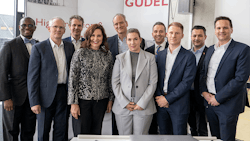 Michigan Governor Gretchen Whitmer recently visited the headquarters of Güdel Group in Langenthal, Switzerland. Pictured here (left to right): Quentin Messer, CEcD of the Michigan Economic Development Corporation (MEDC); Hans Gut, former CEO, Güdel Group AG; Armin Haller, CEO, Güdel Group AG; Governor Gretchen Whitmer; Ron Slone, Managing Director, Güdel Americas; Gwendolin Güdel, Chairwoman; Zack Pohl, Deputy Chief of Staff to Governor Whitmer; Adrian Jäggi, CFO, Güdel Group AG; Vlatko Tomic-Bobas, Director, Europe, MEDC; and Urs Fischer, COO, Güdel Group AG. Michigan Governor Gretchen Whitmer recently visited the headquarters of Güdel Group in Langenthal, Switzerland. Pictured here (left to right): Quentin Messer, CEcD of the Michigan Economic Development Corporation (MEDC); Hans Gut, former CEO, Güdel Group AG; Armin Haller, CEO, Güdel Group AG; Governor Gretchen Whitmer; Ron Slone, Managing Director, Güdel Americas; Gwendolin Güdel, Chairwoman; Zack Pohl, Deputy Chief of Staff to Governor Whitmer; Adrian Jäggi, CFO, Güdel Group AG; Vlatko Tomic-Bobas, Director, Europe, MEDC; and Urs Fischer, COO, Güdel Group AG.