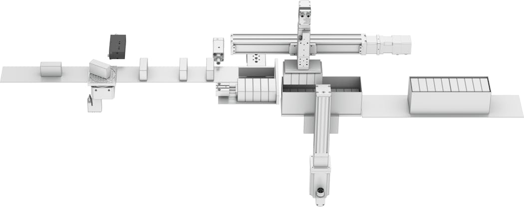 Figure 5: Linear motion in top-load case packing demonstrates how space-efficient these systems are. (Source: Festo)