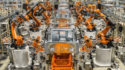 Figure 2: Robotic automation helps car manufacturers manage the wholesale changes to long-established manufacturing methods and technologies. (Source: International Federation of Robotics) Figure 2: Robotic automation helps car manufacturers manage the wholesale changes to long-established manufacturing methods and technologies. (Source: International Federation of Robotics)