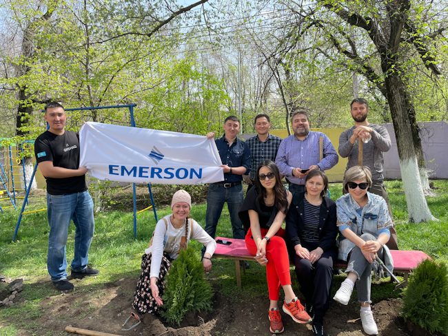 Figure 1: Employees from Emerson’s Kazakhstan office planted trees during the 2022 Earth Month Ecochallenge,