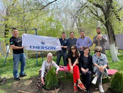Figure 1: Employees from Emerson’s Kazakhstan office planted trees during the 2022 Earth Month Ecochallenge, Figure 1: Employees from Emerson’s Kazakhstan office planted trees during the 2022 Earth Month Ecochallenge,