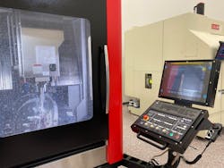 Figure 2: Methods MB-U five-axis machining center with Fanuc interface in action at Methods Machine Fest in Gilberts, Illinois.