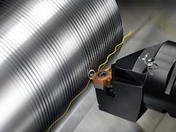 Figure 2: In the metal cutting process, chips are removed from a block of material to create the end component. Figure 2: In the metal cutting process, chips are removed from a block of material to create the end component.