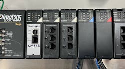 Figure 1: The chassis includes three H2-Serio modules, each of which has three RS-232 serial ports. There is an additional serial port available on the CPU, bringing the total available number of serial ports to 10. Figure 1: The chassis includes three H2-Serio modules, each of which has three RS-232 serial ports. There is an additional serial port available on the CPU, bringing the total available number of serial ports to 10.