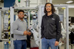 Figure 1: Barry Carter, operational analyst for production intelligence, and Noah Greene, product specialist for safety, at Phoenix Contact, are both graduates of the company’s mechatronics apprenticeship program in Harrisburg, Pennsylvania. Figure 1: Barry Carter, operational analyst for production intelligence, and Noah Greene, product specialist for safety, at Phoenix Contact, are both graduates of the company’s mechatronics apprenticeship program in Harrisburg, Pennsylvania.