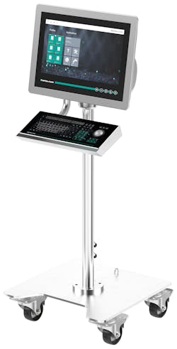Figure 1: A complete HMI workstation can often be added to some sort of mobile cart or trolley, which can be wheeled in and out of the process area as needed. Figure 1: A complete HMI workstation can often be added to some sort of mobile cart or trolley, which can be wheeled in and out of the process area as needed.
