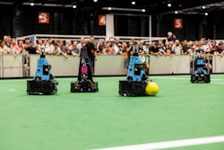 In the blue jersey: Tech United's EtherCAT-powered TURTLE robots in the final of RoboCup 2023. In the blue jersey: Tech United's EtherCAT-powered TURTLE robots in the final of RoboCup 2023.