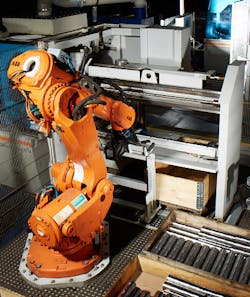 Figure 3: The robot handling system takes over palletizing and order picking in the tower. Figure 3: The robot handling system takes over palletizing and order picking in the tower.