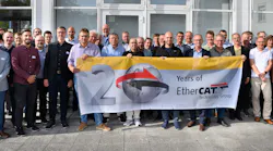 The members of the ETG board and technical committee gather at the EtherCAT 20th Anniversary meeting.