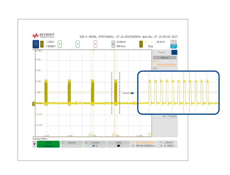 Figure 4: Example of multiple pulses generated from single fixed distance event.