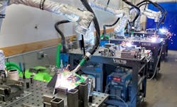 Figure 1: A welding torch can be manufactured with embedded fume extraction at the tip, without comprising weld puddle dynamics or quality. Figure 1: A welding torch can be manufactured with embedded fume extraction at the tip, without comprising weld puddle dynamics or quality.