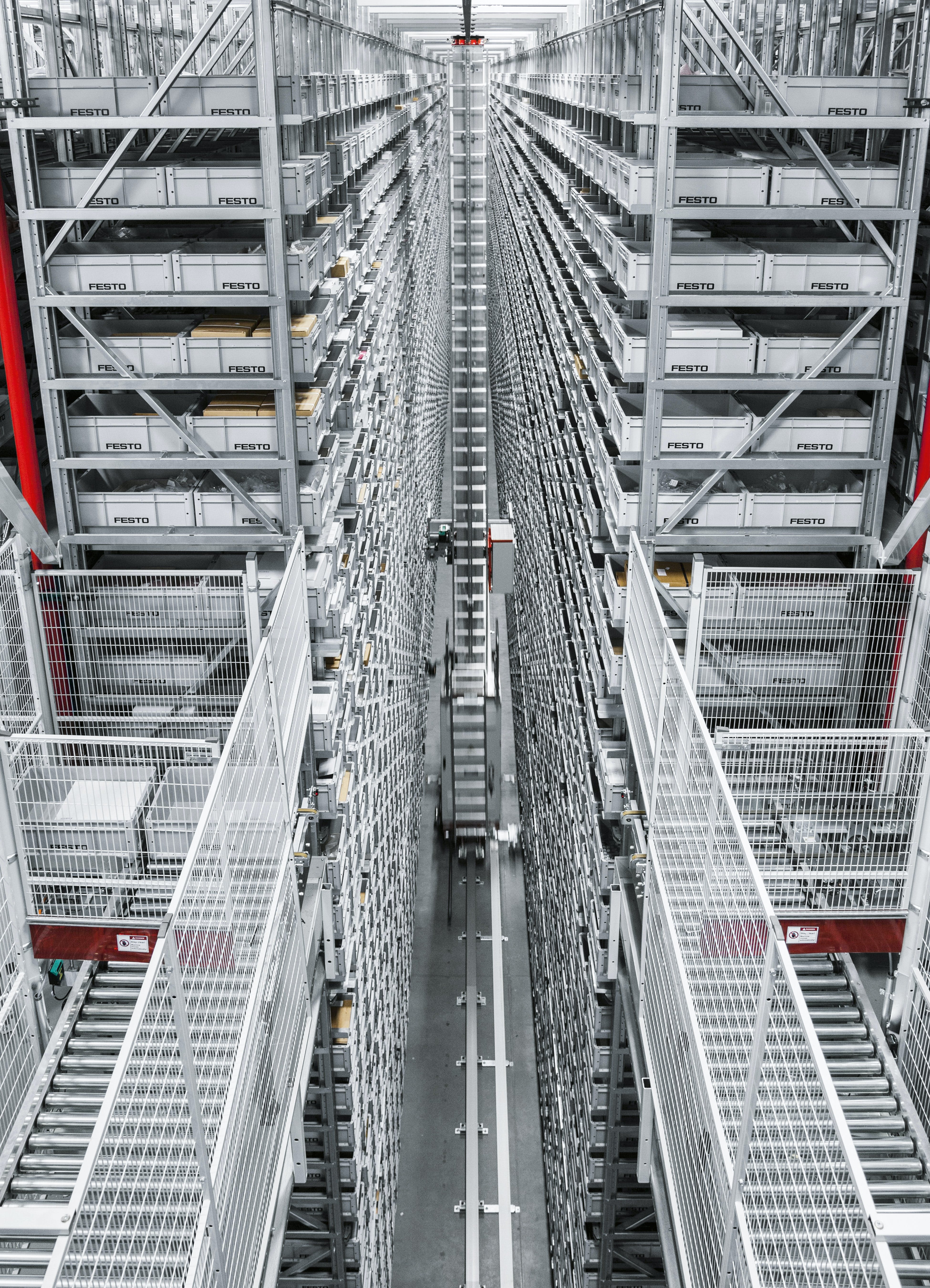 Figure 3: A large part of Festo&rsquo;s logistics and fulfillment are enabled by two automated storage and retrieval systems (AS/RS) and supporting software.