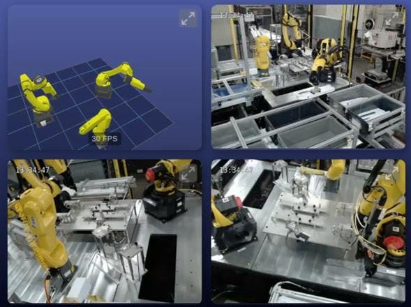 Figure 1: Three Fanuc robots can be paired with a single Olis edge device that provides constant monitoring.