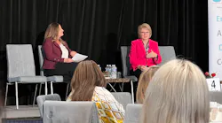 Jackie Mattox, founder and CEO of Women in Electronics speaks with Linda Johnson, executive vice president of operations at DigiKey, at the 2023 WE Annual Leadership Development Summit.