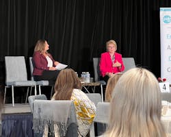 Jackie Mattox, founder and CEO of Women in Electronics speaks with Linda Johnson, executive vice president of operations at DigiKey, at the 2023 WE Annual Leadership Development Summit. Jackie Mattox, founder and CEO of Women in Electronics speaks with Linda Johnson, executive vice president of operations at DigiKey, at the 2023 WE Annual Leadership Development Summit.