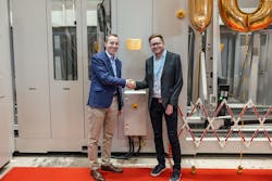 Fastems’ CEO Mikko Nyman and Avant Tecno’s CEO Jani Käkelä celebrate the 1,000th FPC at Fastems’ production site before shipping and commissioning. Fastems’ CEO Mikko Nyman and Avant Tecno’s CEO Jani Käkelä celebrate the 1,000th FPC at Fastems’ production site before shipping and commissioning.