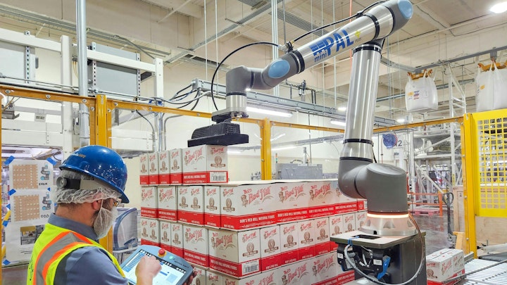 Cobots with increased payloads and reach capabilities and are being deployed by manufacturers such as Bob’s Red Mill. The historic whole grain manufacturer had looked for many years to use collaborative robots for palletizing tasks.