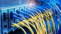 Fiber Optic cables connected to an optic ports and Network cables
