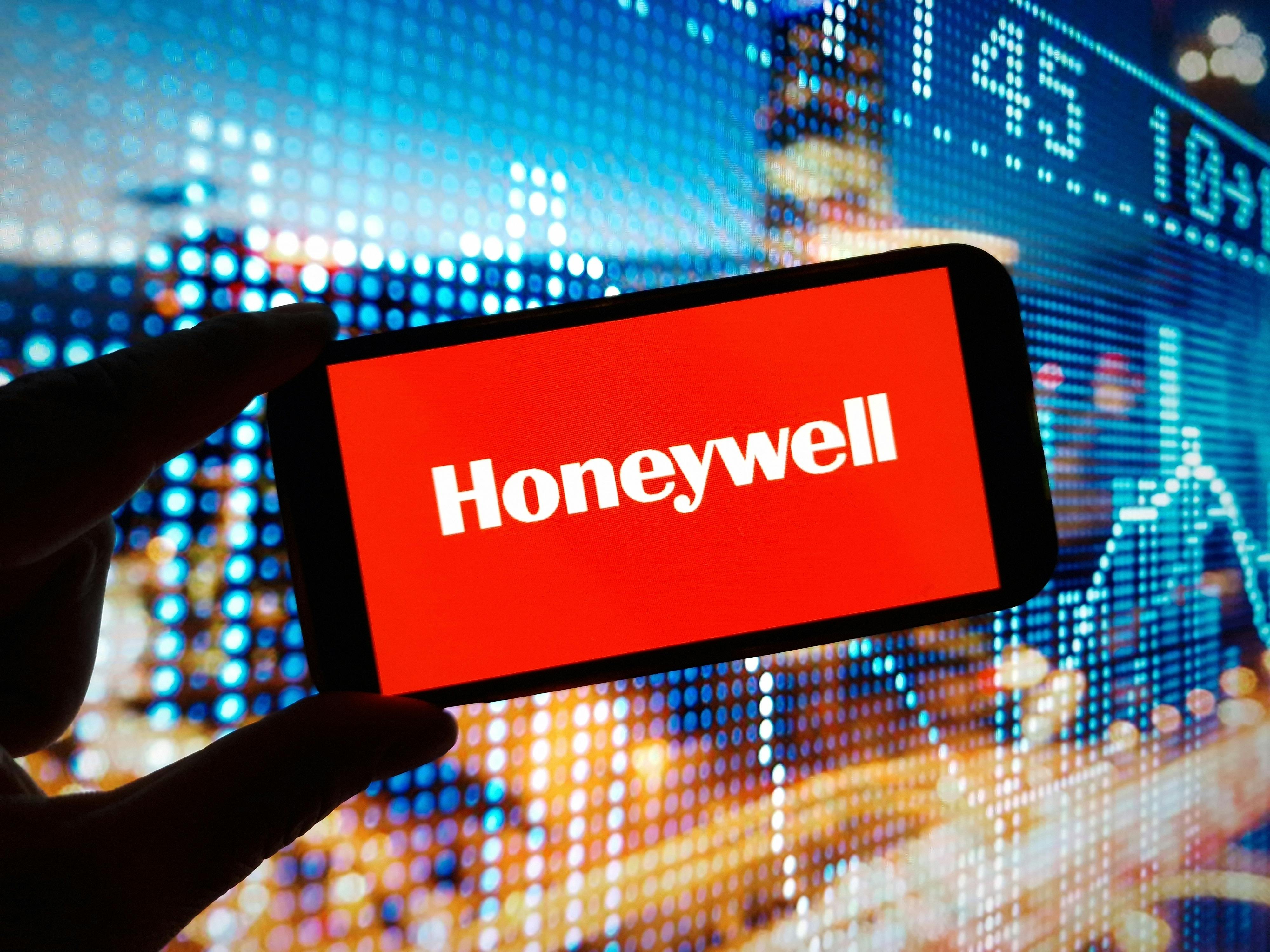 Honeywell company logo displayed on mobile phone screen