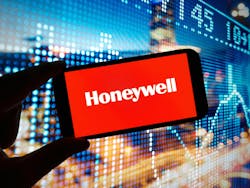Honeywell company logo displayed on mobile phone screen Honeywell company logo displayed on mobile phone screen
