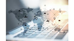 Modern workplace with remote work interface Modern workplace with remote work interface