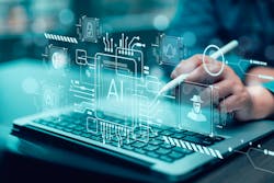 Programmer people working laptops or smartphones with AI, artificial intelligence software engineer coding on laptop computers with technology icons and binary code, big data, AI bot digital machine Programmer people working laptops or smartphones with AI, artificial intelligence software engineer coding on laptop computers with technology icons and binary code, big data, AI bot digital machine