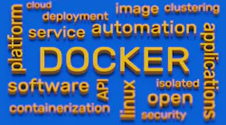 Docker platform word cloud 3d illustration