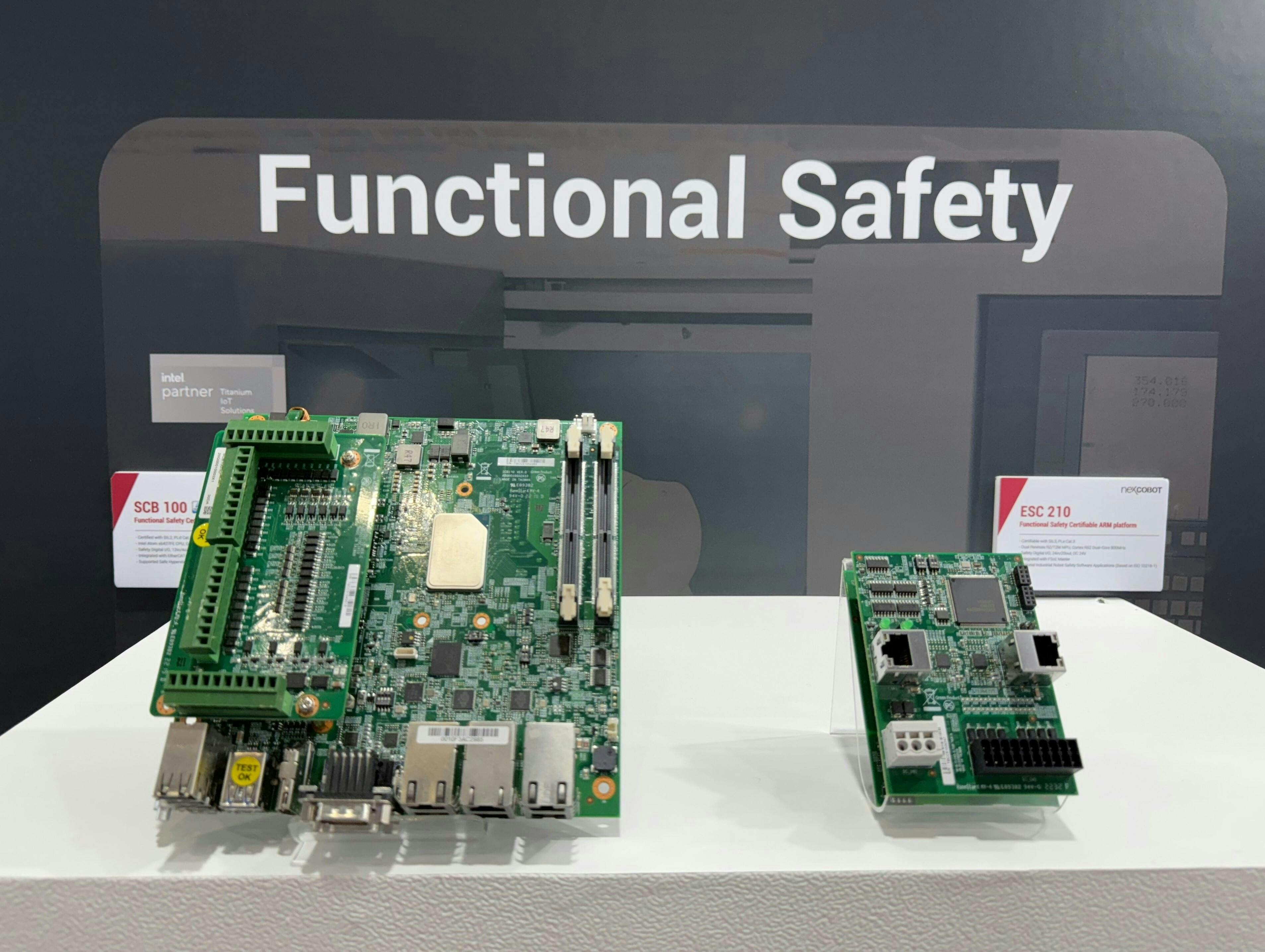 Figure 1: NexCobot SCB100 and ESC210 functional safety controllers can be integrated into various kind of industrial robots. Figure 1: NexCobot SCB100 and ESC210 functional safety controllers can be integrated into various kind of industrial robots.