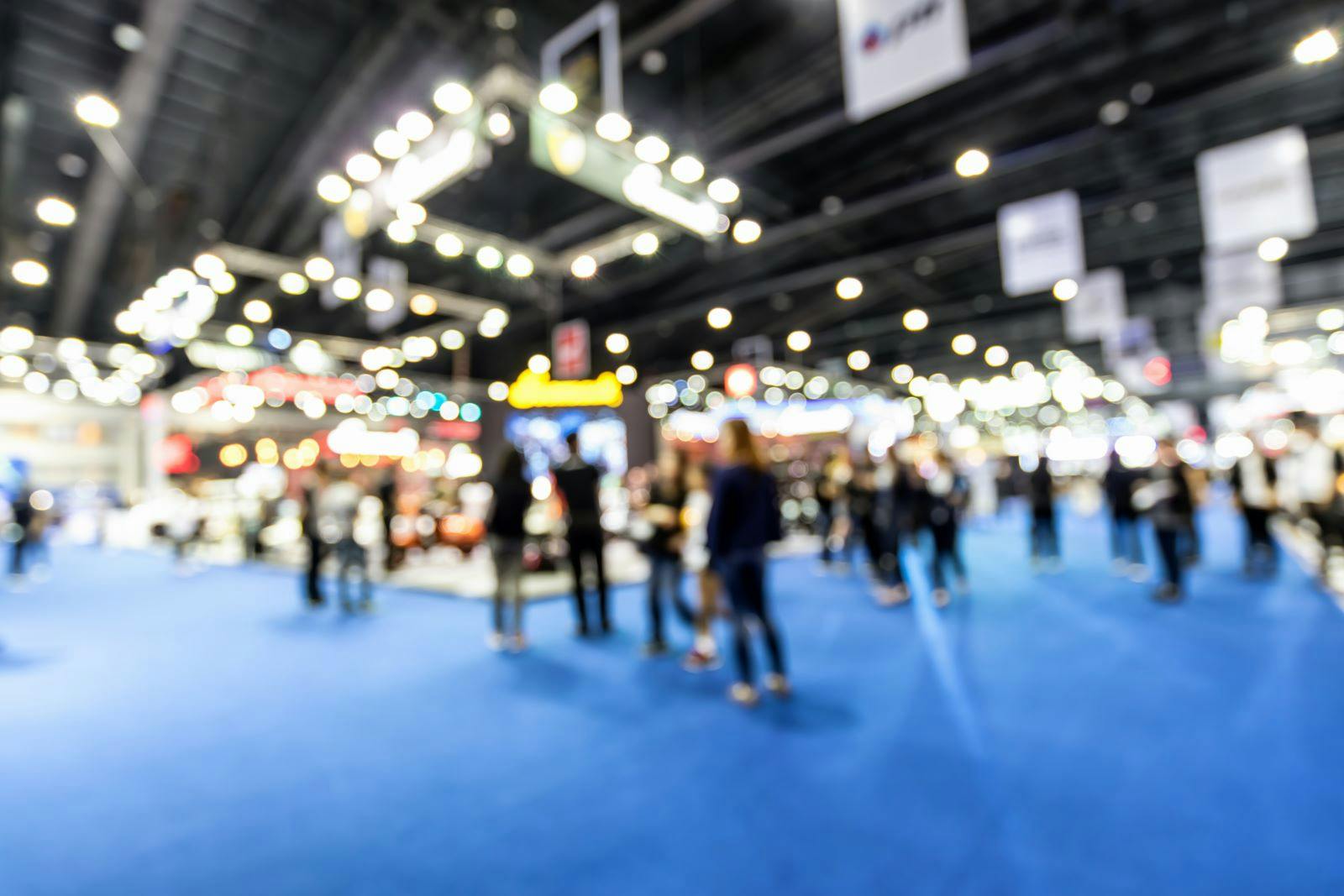 Abstract blurred defocused trade event exhibition background