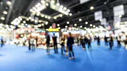 Abstract blurred defocused trade event exhibition background