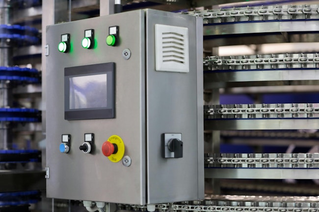 Control panel of bread cooling spiral cooler in large bakery