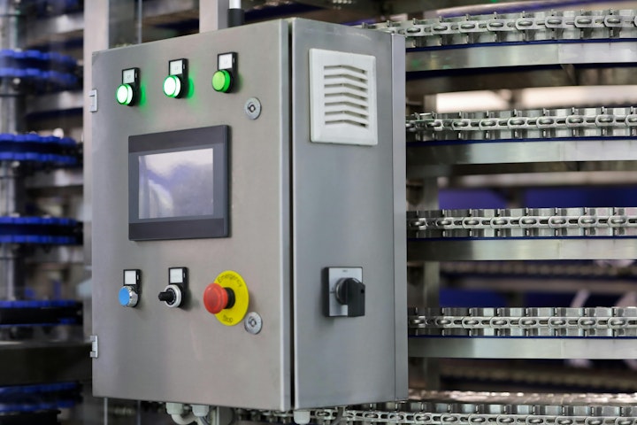 Control panel of bread cooling spiral cooler in large bakery