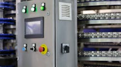 Control panel of bread cooling spiral cooler in large bakery Control panel of bread cooling spiral cooler in large bakery