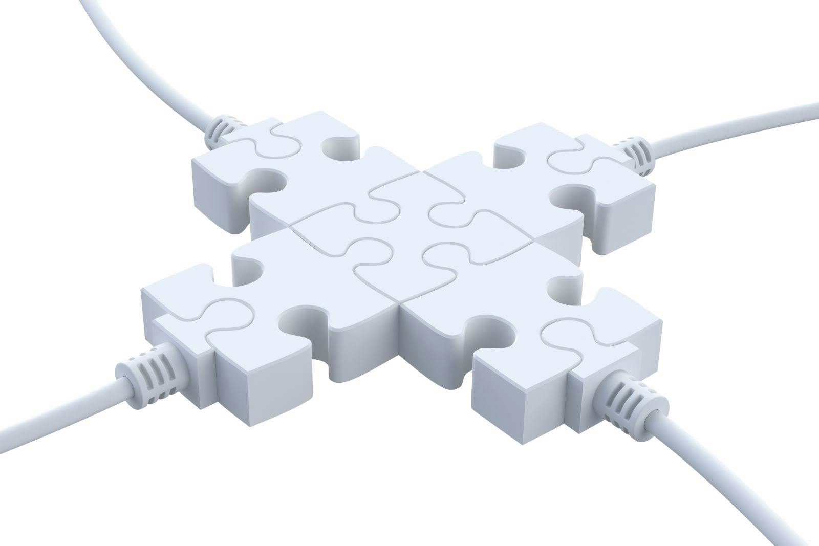 Plugs-3D concept with jigsaw puzzle