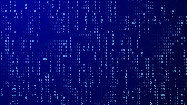 Abstract Blue Binary Software Programming Code Background
