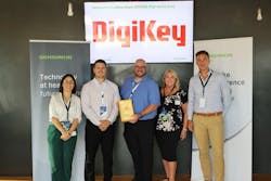 DigiKey and Sensirion leadership teams celebrate DigiKey receiving the 2025 Distribution Excellence Award—High Service Level from Sensirion. Pictured from left: Gina Greco, Sean Sorteberg, Jason Gums, Diane Haynes and Andres Laib. DigiKey and Sensirion leadership teams celebrate DigiKey receiving the 2025 Distribution Excellence Award—High Service Level from Sensirion. Pictured from left: Gina Greco, Sean Sorteberg, Jason Gums, Diane Haynes and Andres Laib.