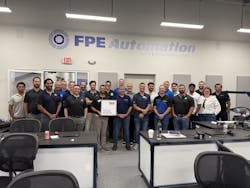 Shaun Kneller, director of global accounts and end user sales US at B&R, presents the official B&R Technical Distributor plaque to the FPE Automation team. Shaun Kneller, director of global accounts and end user sales US at B&R, presents the official B&R Technical Distributor plaque to the FPE Automation team.