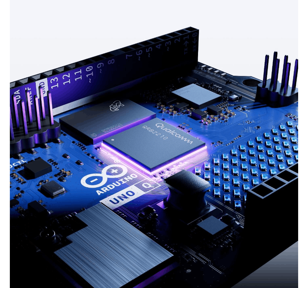 Arduino's Uno Q dual-brain platform interconnects a Linux Debian-capable Qualcomm Dragonwing QRB2210 microprocessor with a real-time STM32U585 microcontroller.