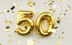 50-year anniversary celebration with golden 50 balloons 50-year anniversary celebration with golden 50 balloons