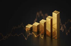 Growth gold bar financial investment stock diagram on 3d profit graph background of global economy trade price business market concept Growth gold bar financial investment stock diagram on 3d profit graph background of global economy trade price business market concept