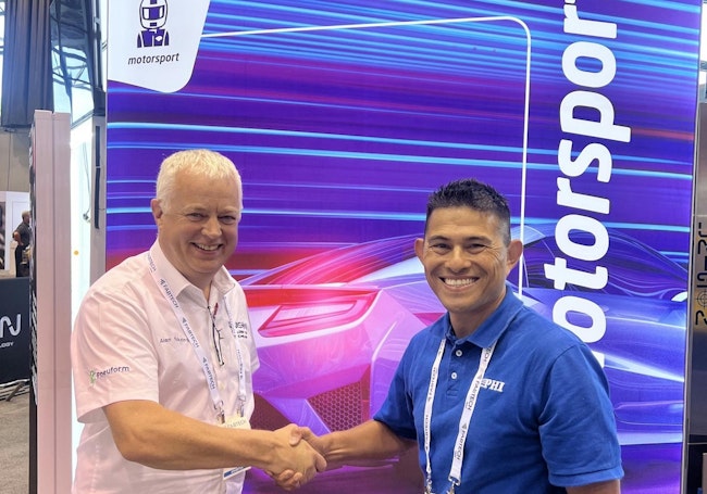 Alan Pickering (left) and Anthony D. Morrow at Fabtech in Chicago.