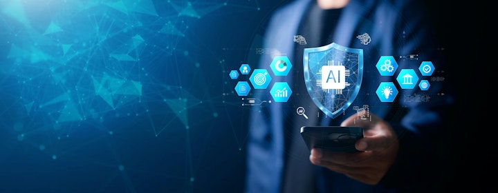 AI in Cybersecurity concept. data protection, enterprise cybersecurity and malware defense.