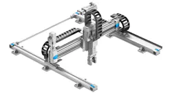 A Cartesian handling system with its three servo motors delivers precision and high-speed operation.
