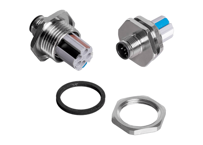 Weidmuller M12 panel receptacles with Push In technology